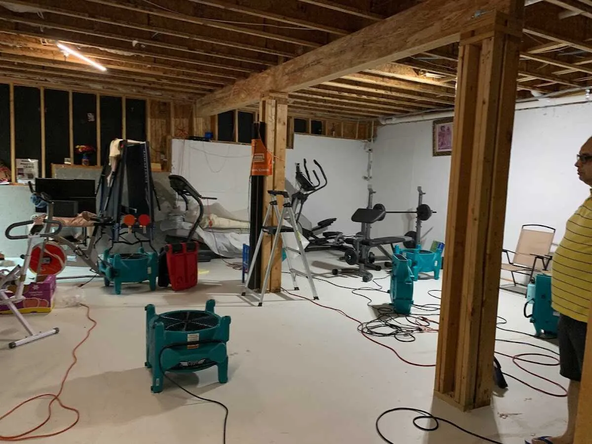 Basement drying equipment setup for Contents Cleaning & Restoration in Westerville